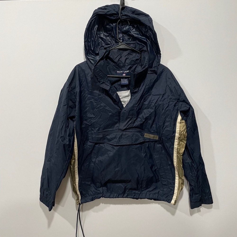 Ralph Lauren Polo Sport Navy Nylon Hooded Anorak Jacket Windbreaker Mens‎ Small